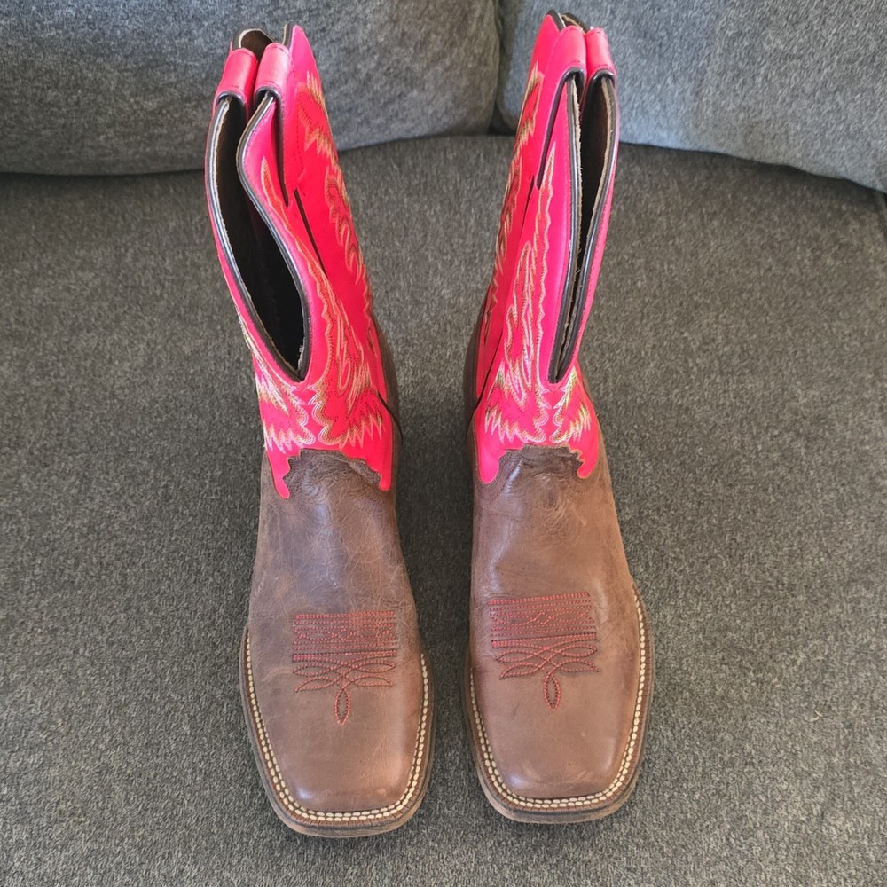 Nocona Boots FR4502 Pink & Brown Western Cowboy Boots Women’s US 10B