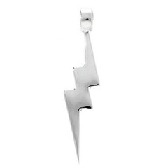 Simple Lightning Bolt Sterling Silver 925 Pendant Top (No Chain)