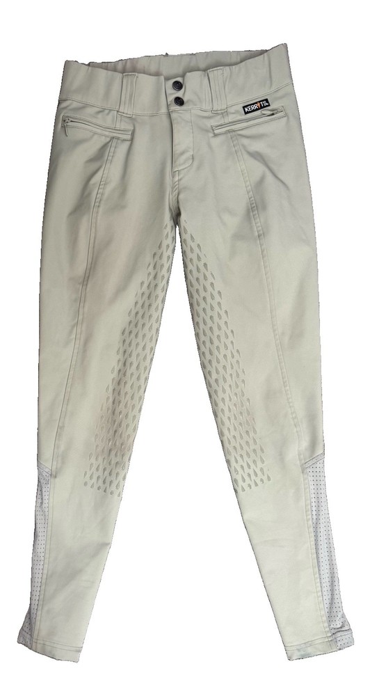 Kerrits Affinity Ice Fil Full Seat Breech XS Sand Light Green Silicone Grip Hors