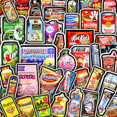 50pcs Waterproof Wacky Spoof Food Vinyl Stickers Pack for Water Bottles, Laptops