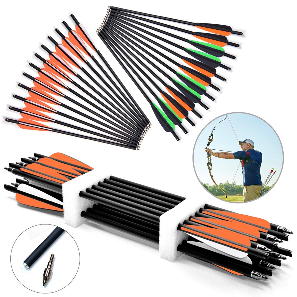 12X Camo Crossbow Bolts 20″ Carbon Arrows 4-Inch Vanes Archery Hunting