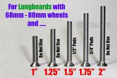 Truck Hardware • 2” for Skateboard or Longboard • No Rust Stainless Screws Bolts