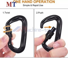 4 Pack Heavy Duty Aviation 12 KN D-Shaped Locking Carabiners Clip Aluminum