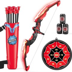 HYES Bow and Arrow for Kids LED Light Up Archery Set with 12 Suction Cup Arrows