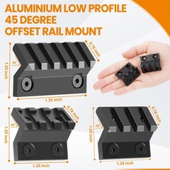 45 Degree Offset Rail Mount for M-Rails, 3 Slots 5 Slots Aluminum 45° Offset …