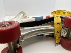 Vintage Derby Fireball Quad Roller Skates Size 5 Made Philippines White Red Blue