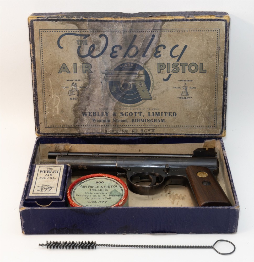 Antique Pre-War Webley & Scott Birmingham Mark I Stoeger Import Air Pistol & Box