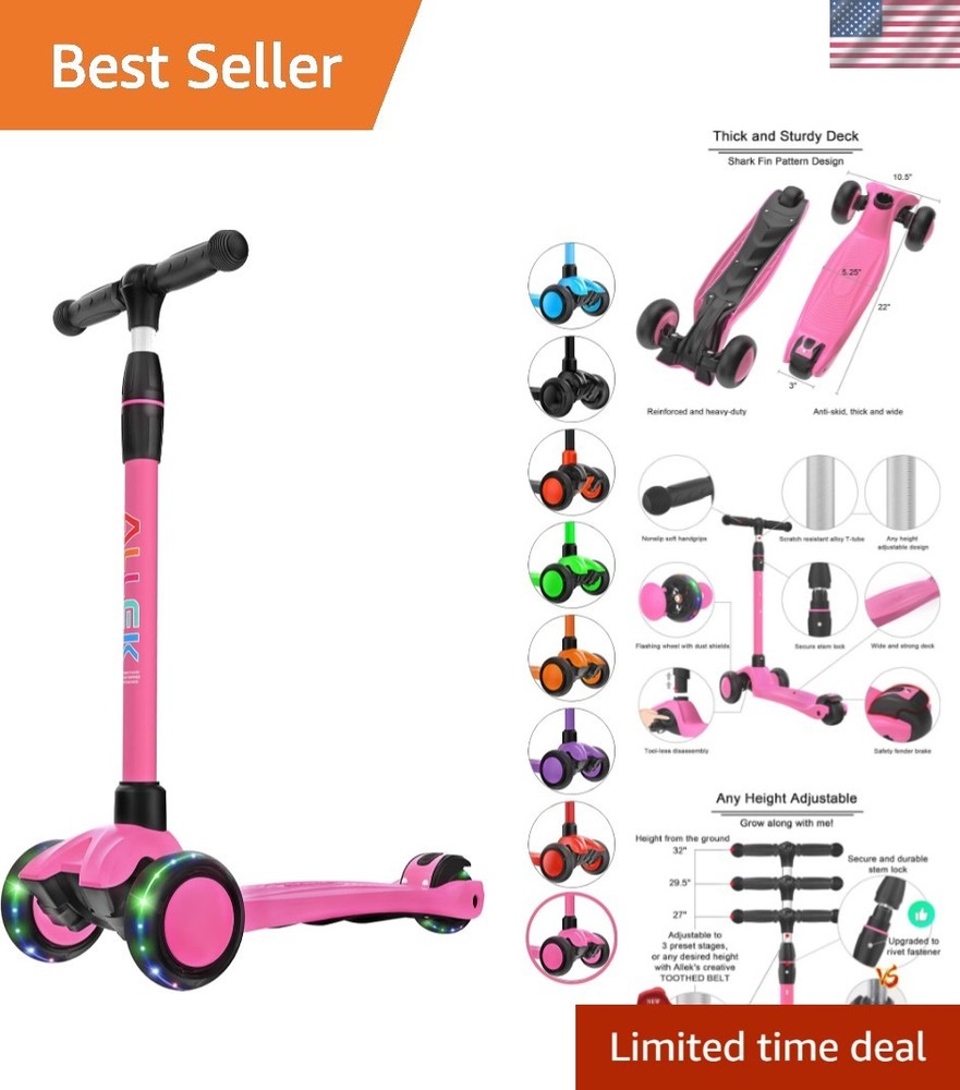 Kick Scooter B03, Lean ‘N Glide 3-Wheeled Push Scooter with Extra Wide PU Lig…