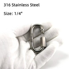 6PCS 1/4″ 316 Stainless Steel Quick Link Chain Connector 1/4 Carabiner Climbing