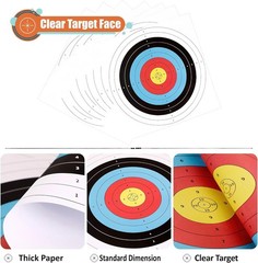Archery Targets Paper 20pcs 16x16in Practice Targets for Hunting and Training
