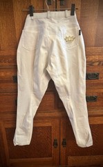 HKM White Full Seat Show Breeches Womens US 30 Silicone Grip Dressage Riding