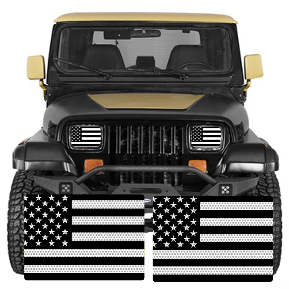 Black and white flag for a YJ or XJ beast eyes for the headlights
