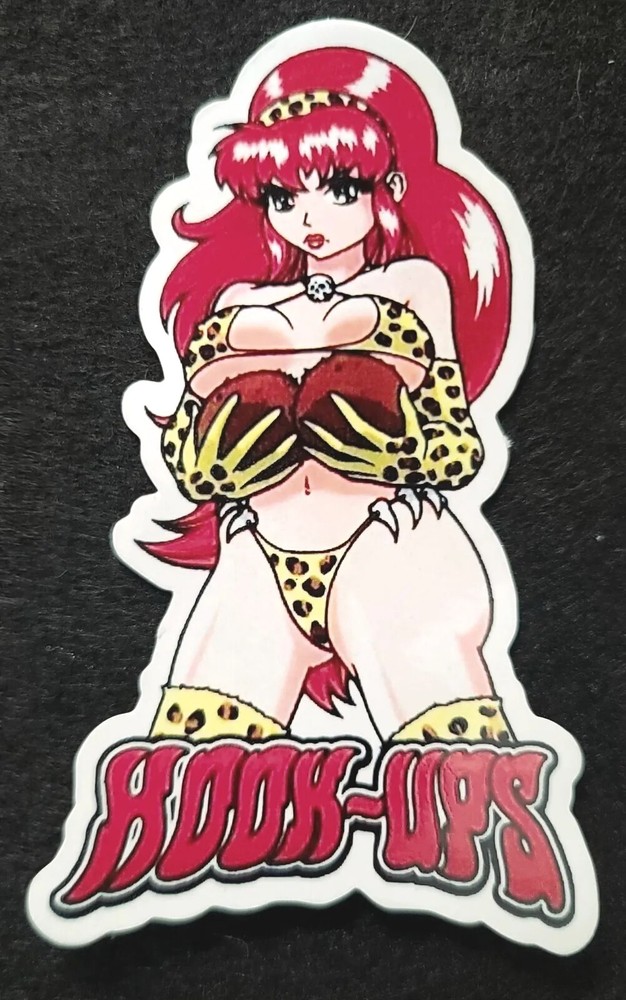 HOOK UPS STICKER VINTAGE «RED HAIR LEPORD COCONUTS» 2 3/4 X 4 1/2″ GLOSSY!