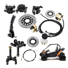 Go Kart Front End Kit Hydraulic Disc Brake Assembly 4 Stud Hub Spindles ATV Quad