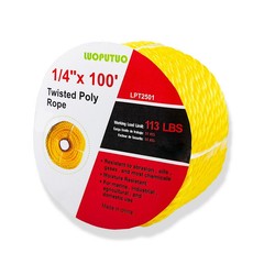 1/4» 100′ Yellow Poly Twisted Rope