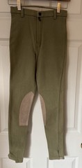 DEVON AIRE Sage Green & Tan riding breeches 26 Long *EUC* Stretch