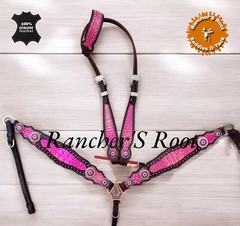 Western Leather Tack Set For Horse | Pink Shiney Gator Tack set