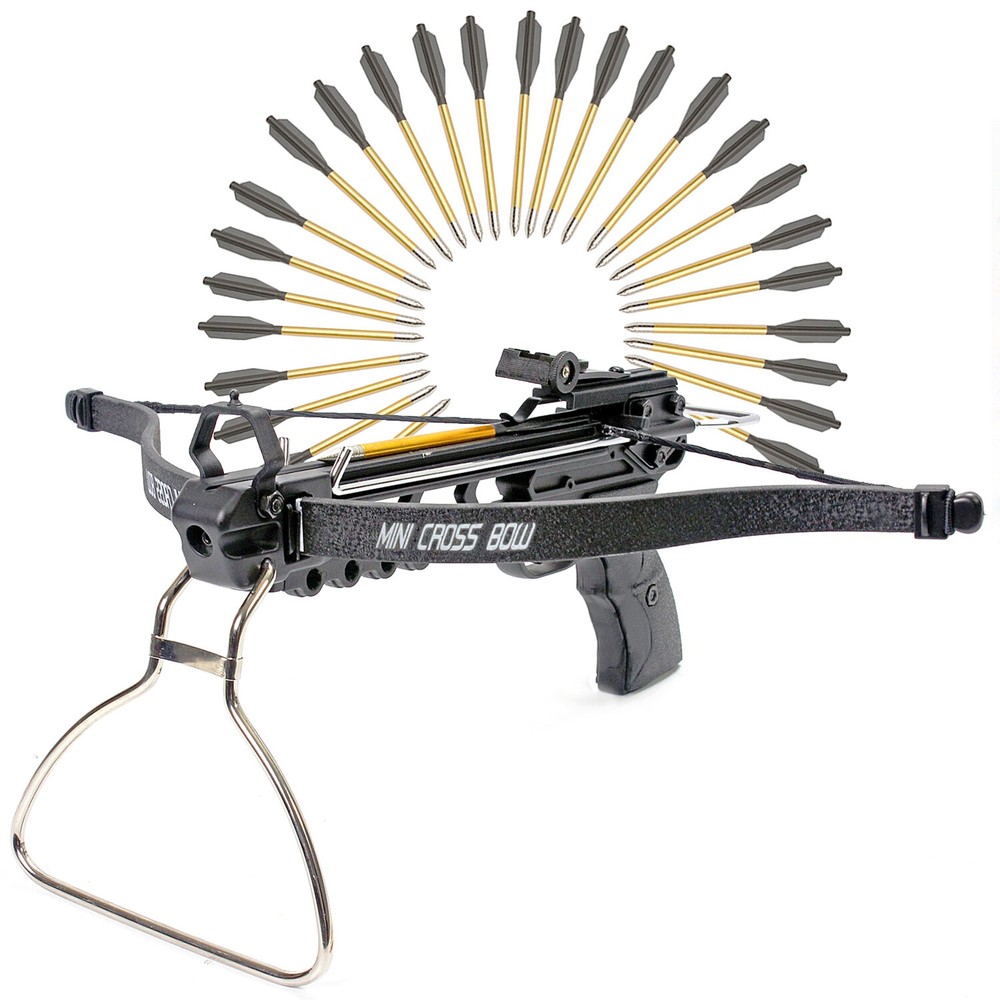 KingsArchery Crossbow Pistol with Bolt Rack Self-Cocking 80LBS 27 Aluminum Arrow