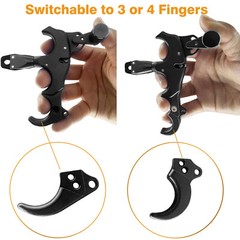360° Compound Bow Release Aids 3 Or 4 Finger Grip Thumb Caliper Trigger Alloy