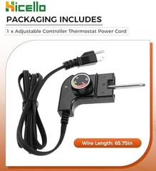 Adjustable Thermostat Probe Power Cord Replacement for Masterbuilt Smokers MB…