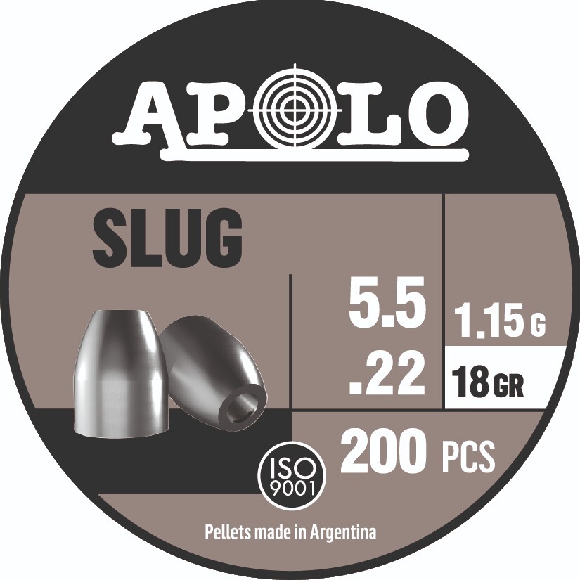 APOLO Slug HP 200 Count HOLLOW POINT 5.5mm .22 Caliber 18gr Airgun Pellets