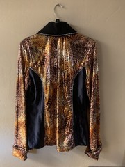 Western Show Women’s Horse Riding Shirt Shiny Animal Print W/ Jewels Very Flashy