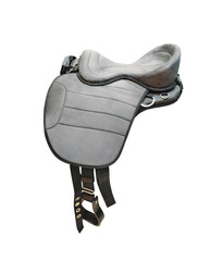 Western Treeless OG Suede Leather Horse Riding Endurance Saddle w Cinch Stirrup