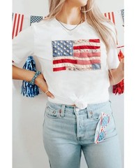 Selink Womens Summer Short Sleeve Tops Sequin Presidents Day Printed T Shirts