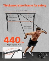 Pull Up Bar,50 in Width Wall Mounted Pull Ups,Adjustable Depth 22″or 30″from Wal