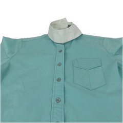 Ovation Womens Teal Equestrian Show Shirt Short Sleeve Cotton Blend Size 8