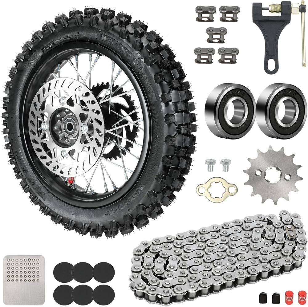 12» Rear Wheel 80/100-12 3.00-12 Tire Inner Tube Assembly For 110cc 125cc SSR