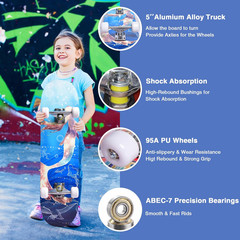 Skateboards for Girls Beginners Kids Teens Adults Women,31»X8»,7-Layer Maple,D