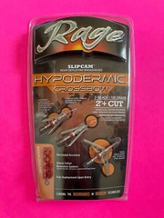 Rage Crossbow Hypodermic mechanical Broadheads 100 Grain steel 2″ Cut Slipcam