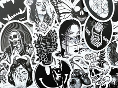 100 Cool Black and White Goth Laptop Stickers Dark Skull Tattoo Decals