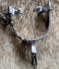 Pair Ladies Western HEART Design Engraved German Silver Spurs