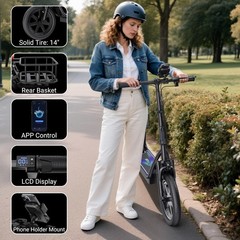 AOVOPRO Electric Scooter with Seat, Commuter Foldable, 500W 10.4Ah Battery 22mph