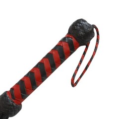 Real Cow Hide Leather 09 Leather Braided Falls & Red Roses Heavy Duty Whip Crop
