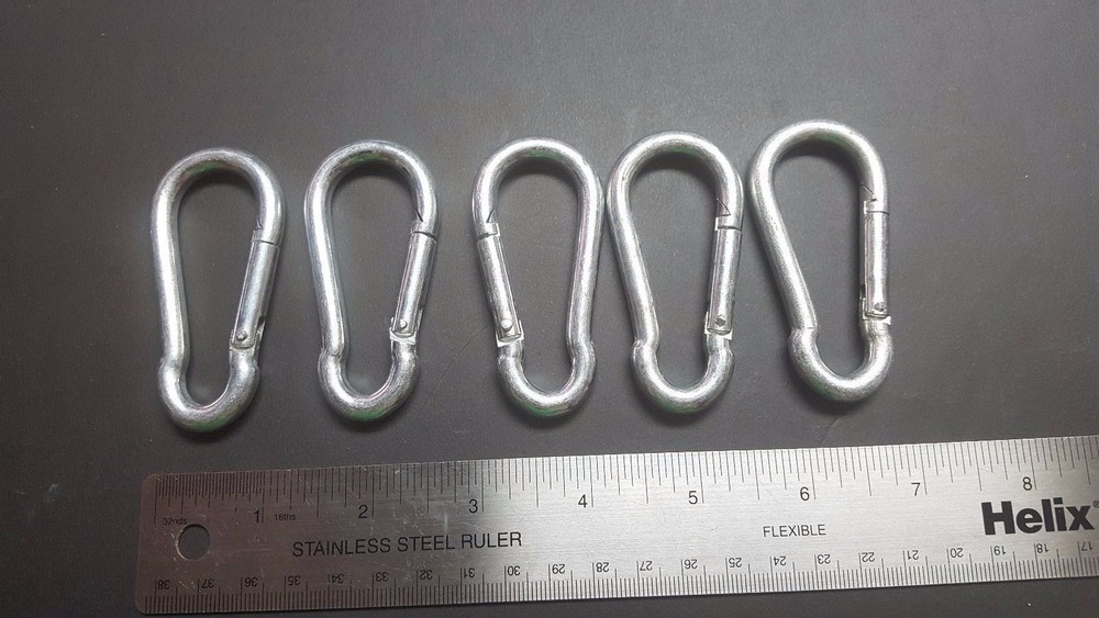 Lot of 5 – ZP Steel Carabiners / Snap Hook – 1/4″ Dia x 2-1/2″ L x 1-1/4″ W