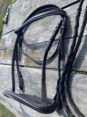 Equiroyal Dark brown raised leather English bridle full horse size