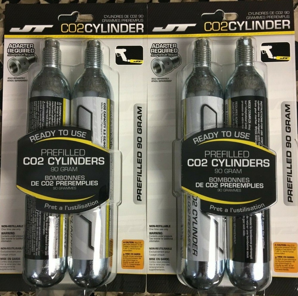 4 Pack New Pre Filled JT 90 Gram 90g CO2 Air Containers – For PCP, Paintball