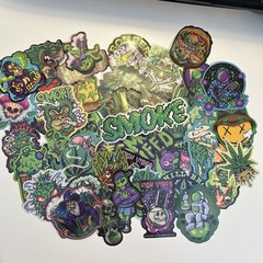 10pcs Weed Stickers Cannabis 420 Green Leaf Smoking Vinyl Decals