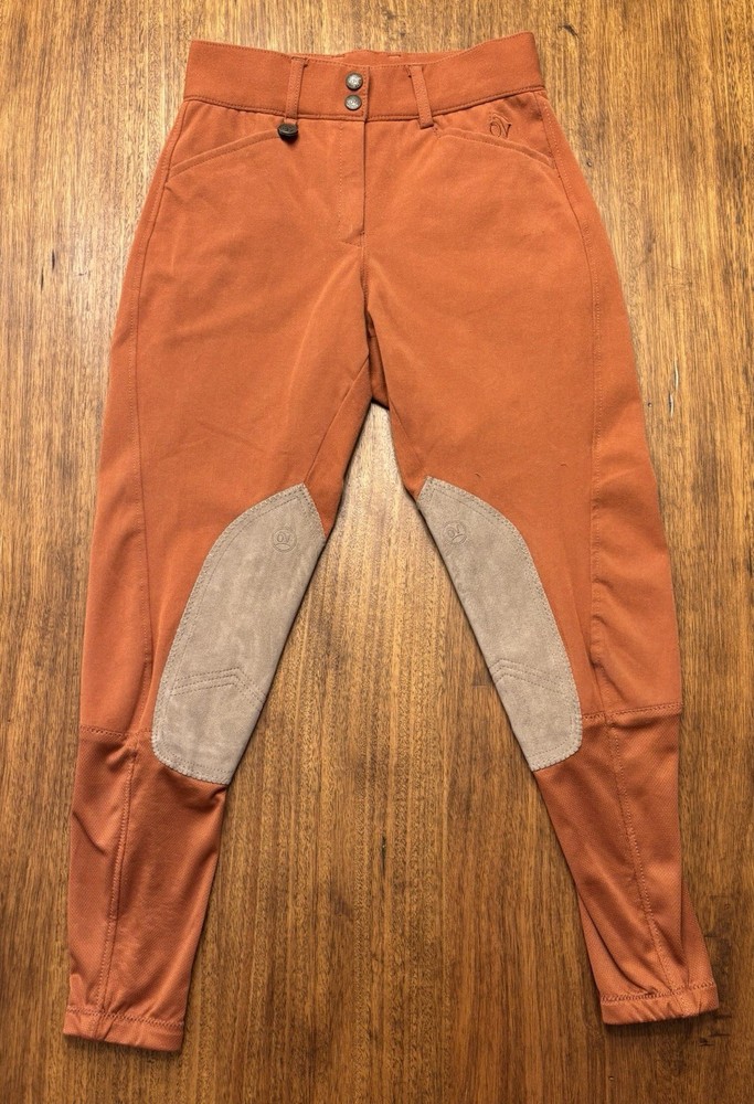Ovation Rust Breeches with Knee Patches Euro Seat Size 24 Used Very Fair Cond