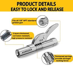 Grease Gun Coupler Strong Lock-on Greases Gun Couplers, 12000 PSI High 2 PCS