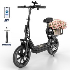 Electric Scooter with Seat for Adults 500W Motor E Scooter W/ Rear Box 14″ Tire