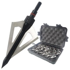 12PCS Archery 100 Grain Hunting Broadheads Stainless Steel Arrowheads with Case