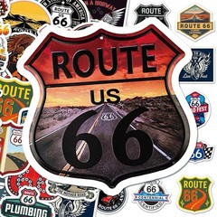 30Pcs Random Route 66 Sign Shaped HighWay Travel Waterproof Stickers