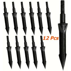 12Pcs Archery Arrows Broadheads 125 Grain Hunting Compound Bow Screw-in Tips