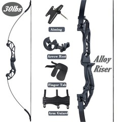 30/40Lbs Takedown Bow 53» Straight Draw Bow Aluminium Alloy Riser Right Hands