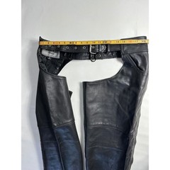 Unik Premium Vintage Sz XL Black Leather Motorcycle Chaps Biker Buckle Belt