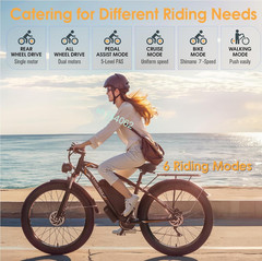 5000W Peak Electric Bicycle Dual Motor 52V 34AH 45mph 100Miles Fat Tire Commuter